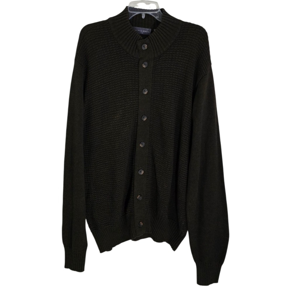 Oscar‎ de la Renta Men's Dark Brown Knit Cardigan Sweater Size L